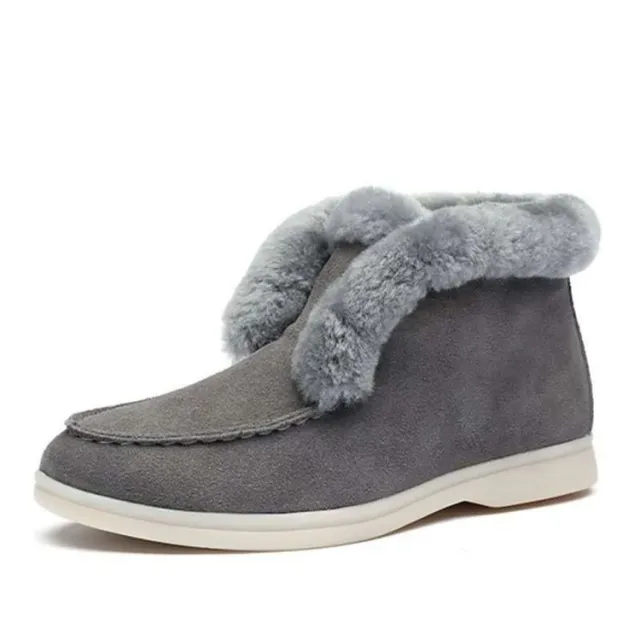 Round Toe Fashion Short Boots Women Foreign Trade New Warm Martin Boots Grey - Shop at LoveMi