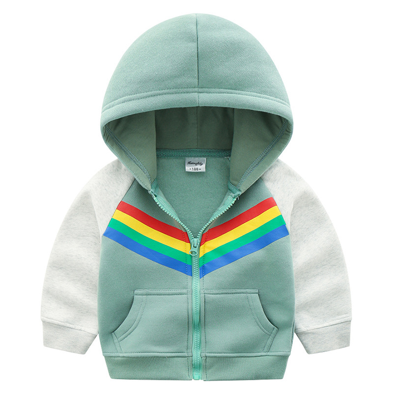 Boys Print Rainbow Zipper Hoodie Sweatshirt — foto 3