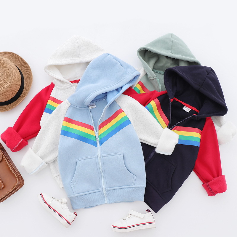 Boys Print Rainbow Zipper Hoodie Sweatshirt — foto 4