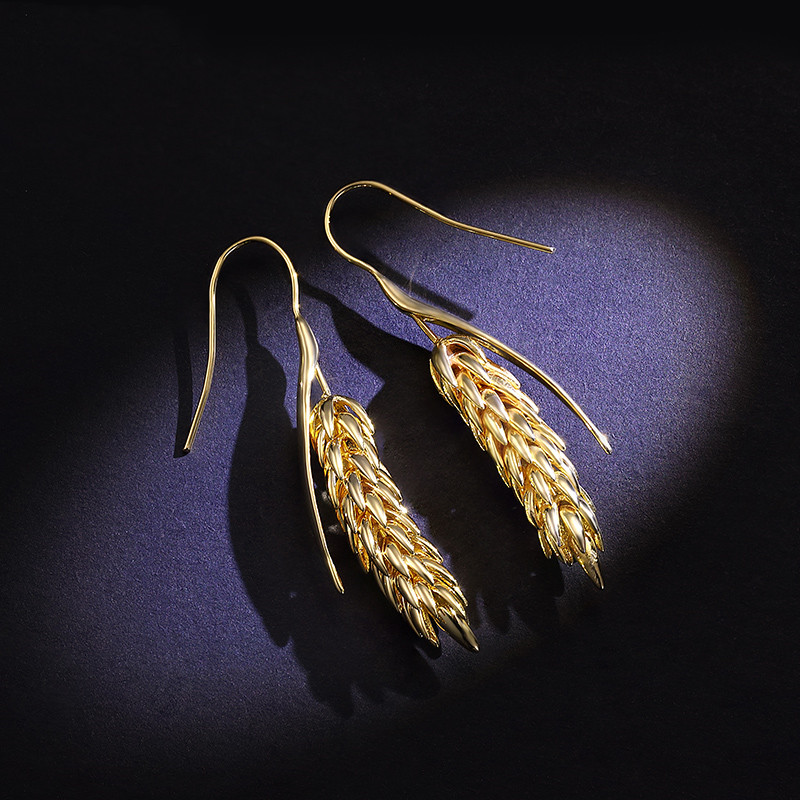 Temperament Long Golden Wheat Earrings