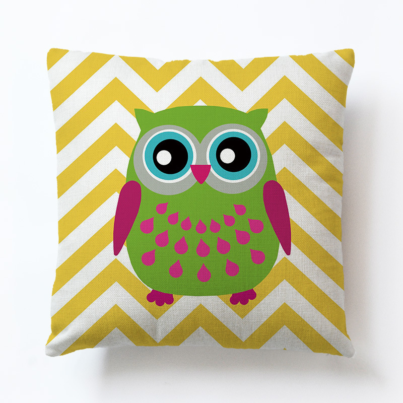 Title 2, Owl Geometric Simple Animal Cute Cartoon Sofa P...