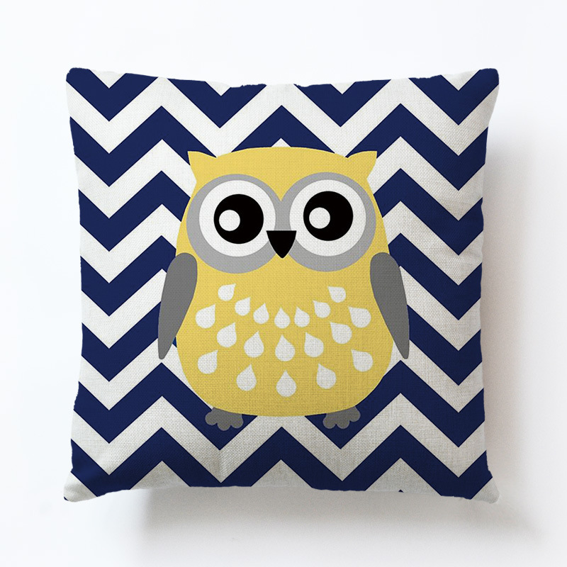 Title 4, Owl Geometric Simple Animal Cute Cartoon Sofa P...