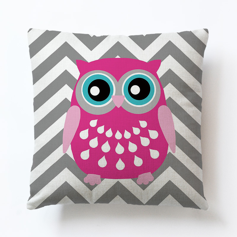 Title 1, Owl Geometric Simple Animal Cute Cartoon Sofa P...