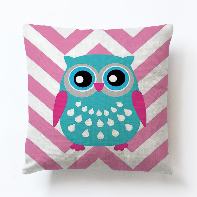 Title 3, Owl Geometric Simple Animal Cute Cartoon Sofa P...