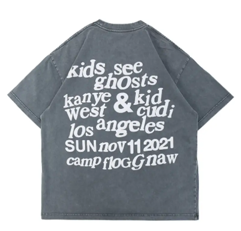 Retro Distressed Foam Letters Loose Men and Women Short Sleeve T-shirt