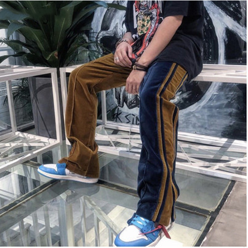 Velour Track Pants Men Women Hip Hop Fashionable Velvet Pan