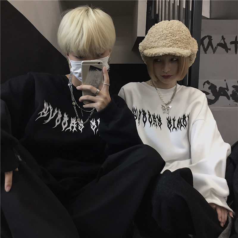 Title 2, Letter Print Pullover And Velvet Sweatshirt