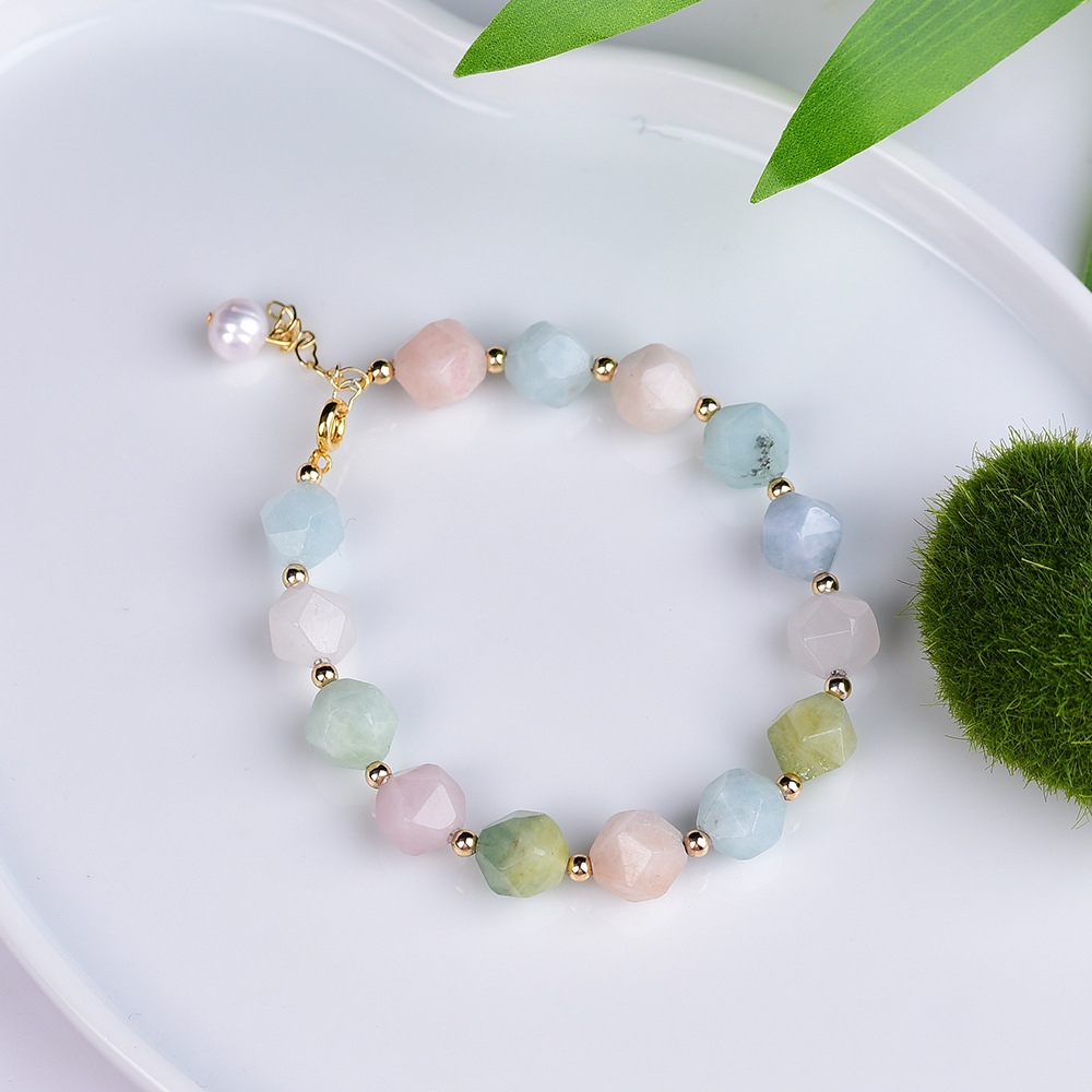 Natural Faceted Morganite Crystal Bracelet