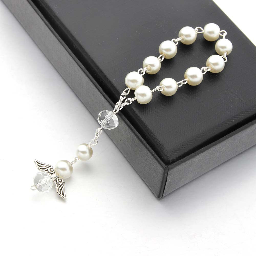 Finger Chain Rosary Heart Angel Wing Bracelet