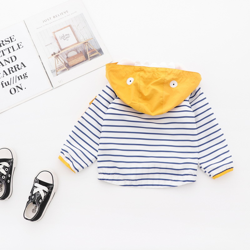 سترة بغطاء رأس للأطفال الأولاد بتصميم مخطط وعصري على شكل وحش