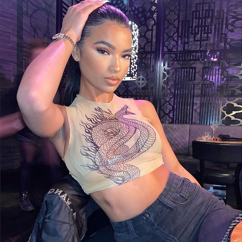 Women's Outer Wear Vest Sexy Print Cropped Top