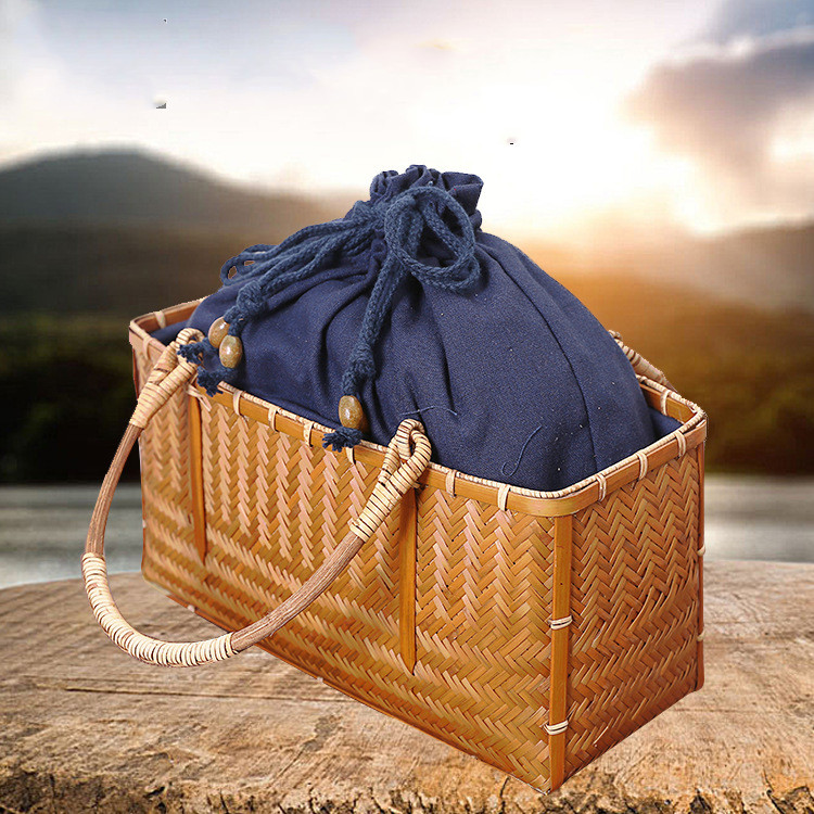Shopping Portable Bamboo Basket And Bamboo Bag