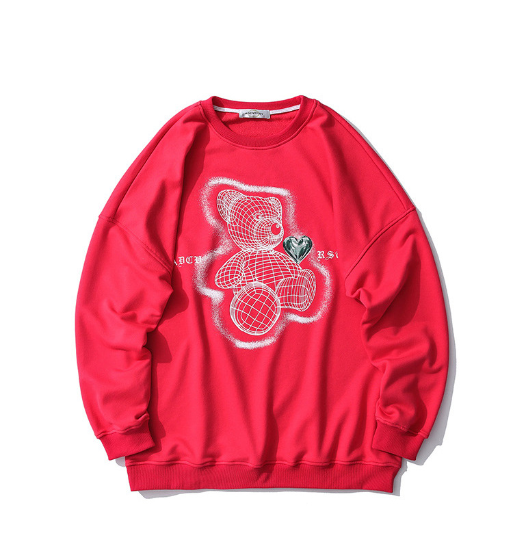 Title 2, Cartoon Bear Orint Round Collar Sweatshirt Euro...