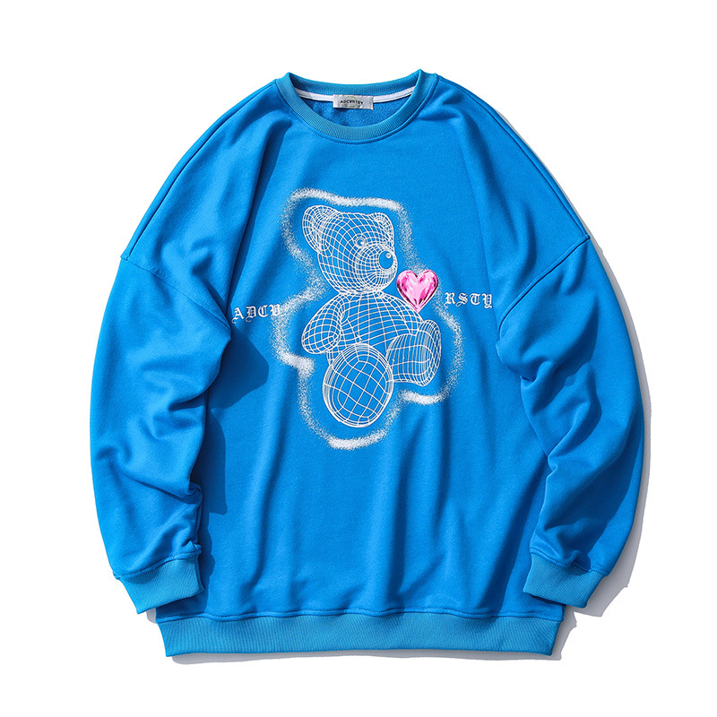 Title 5, Cartoon Bear Orint Round Collar Sweatshirt Euro...