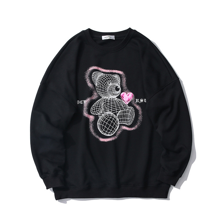 Cartoon Bear Orint Round Collar Sweatshirt Europe And America