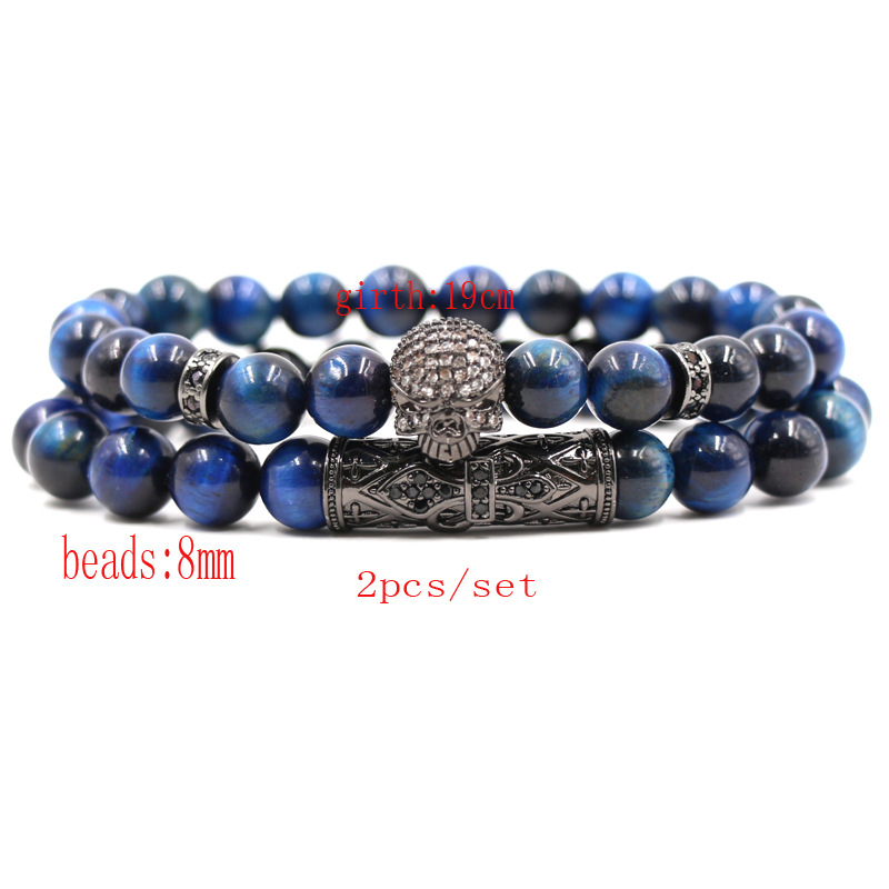 Zircon Curved Tube Micro-inlaid Skull Bracelet