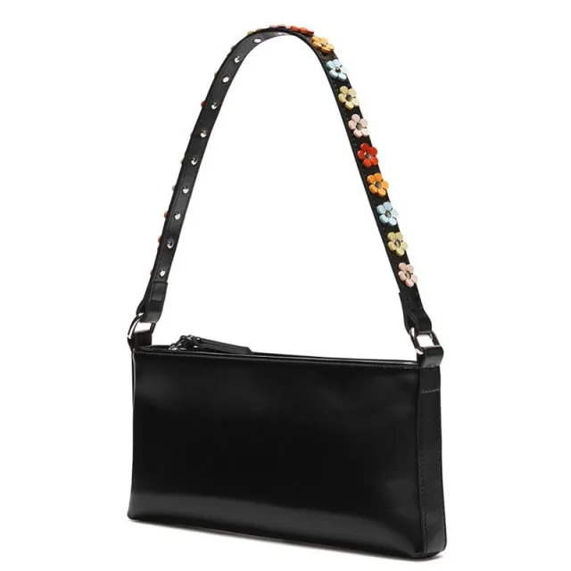 Vintage Color Flower Baguette Underarm Small Square Bag Women Black - Shop at LoveMi
