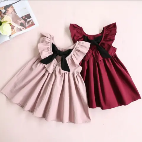 New Children's Clothing Baby Children Girls Bow Pleated Halter