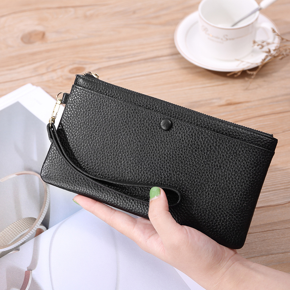 Long Korean Leather Wallet Ladies Mobile Phone Bag Black - Shop at LoveMi