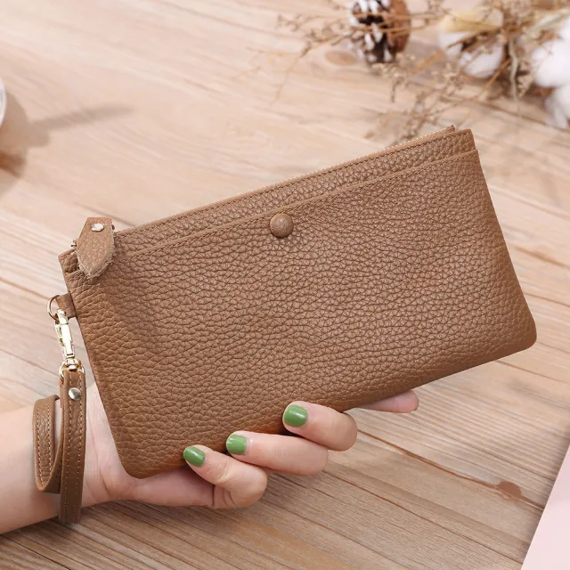 Long Korean Leather Wallet Ladies Mobile Phone Bag Khaki - Shop at LoveMi