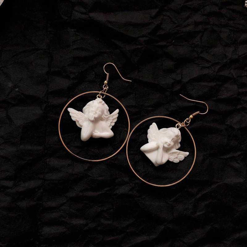 Cupid Archery Angel Plaster Asymmetric Earrings