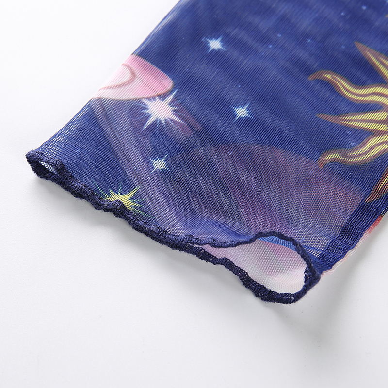 Digital Printed Mesh See-through Women's T-shirt