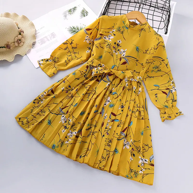 Kids Korean Printed Long Sleeve Children's Princess Dress