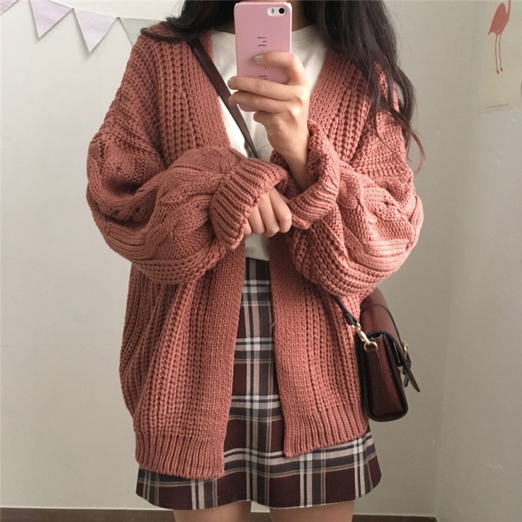 Title 1, Fashion Loose Thick Outer Wear Knitted Sweater ...