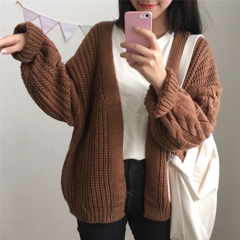 Title 5, Fashion Loose Thick Outer Wear Knitted Sweater ...