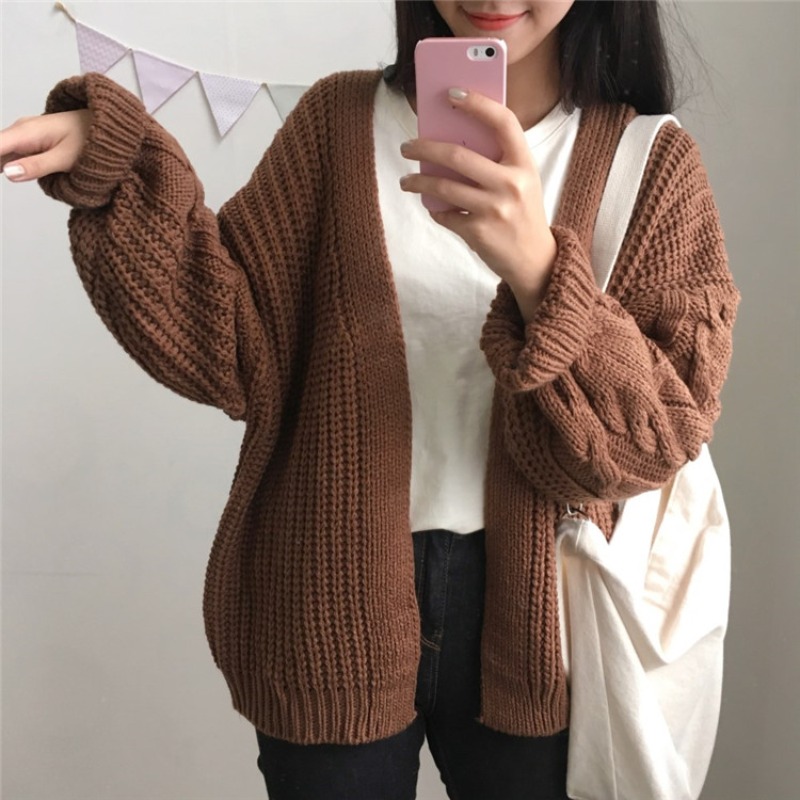 Fashion Loose Thick Outer Wear Knitted Sweater Women