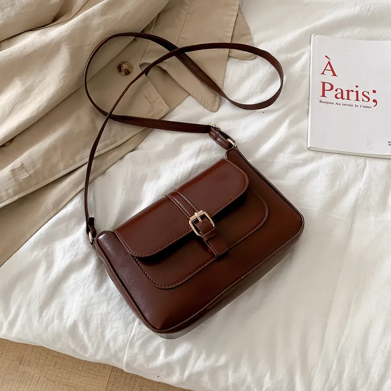 Fashion Retro All-Match Small Square Bag - Brown