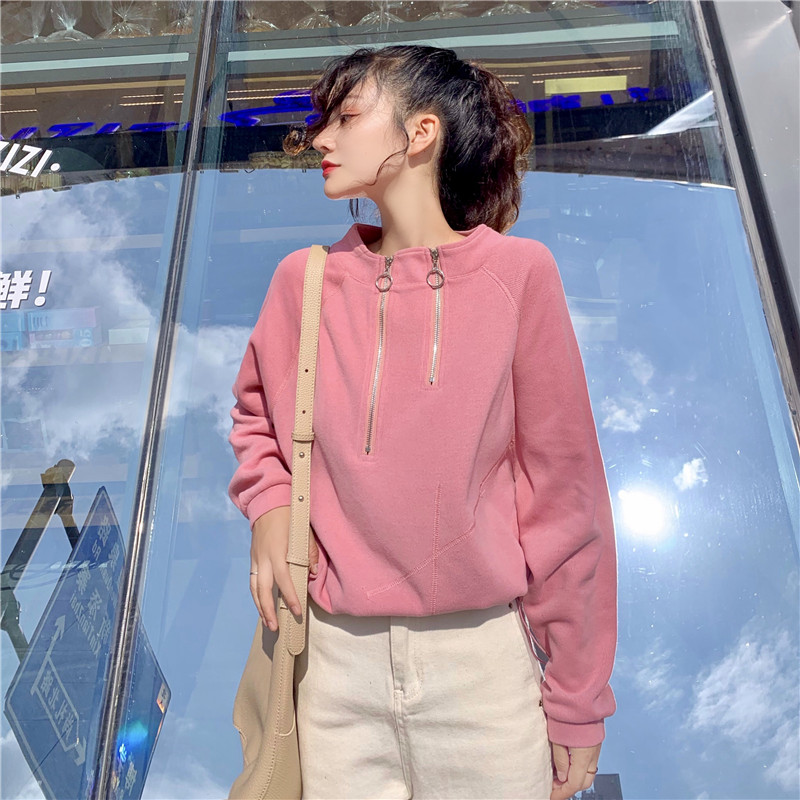 Short Stand Collar Drawstring Waist Long Sleeve Top