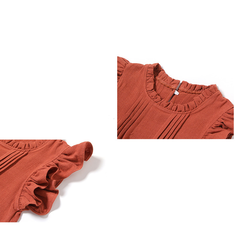 Princess Dress Lace Flying Sleeves Solid Color Linen Girl Dress