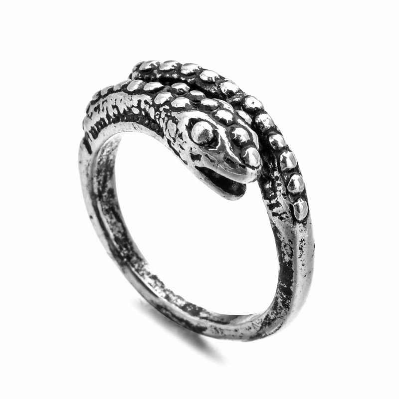 Ancient Silver Alloy  Ring Exaggerated Snake-Shaped Punk Ring