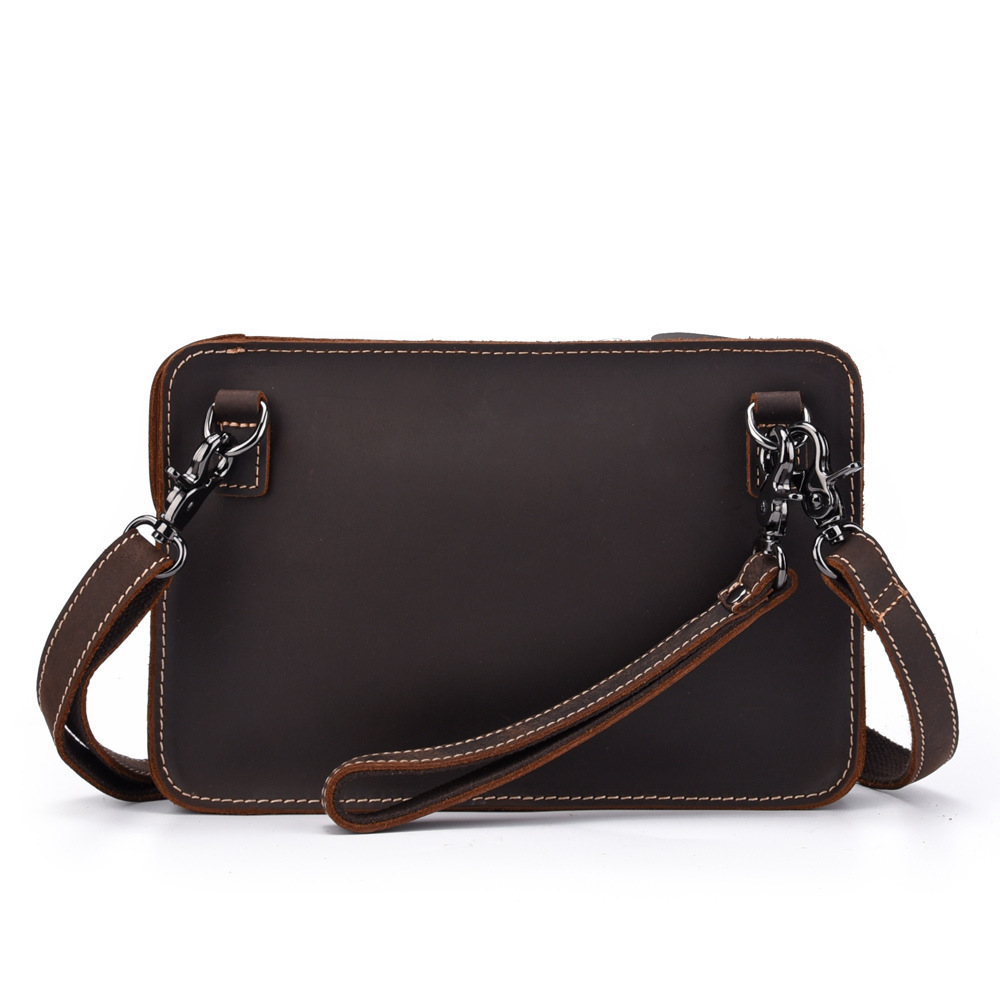 New Retro First Layer Cowhide Single Shoulder Messenger Bag Brown - Shop at LoveMi