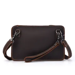 New Retro First Layer Cowhide Single Shoulder Messenger Bag - Brown - View 1