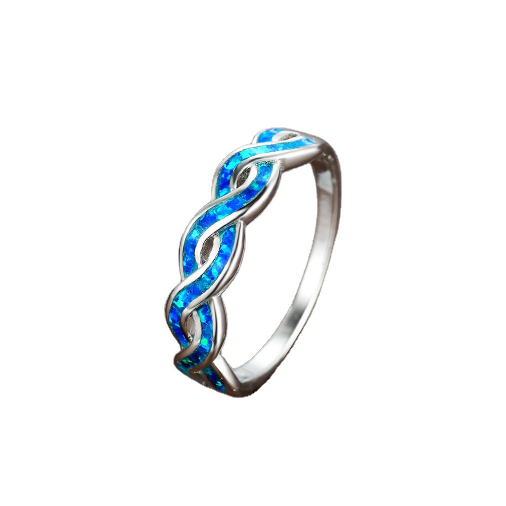 Fashionable Simple Wind Twist-shaped Opal Ring