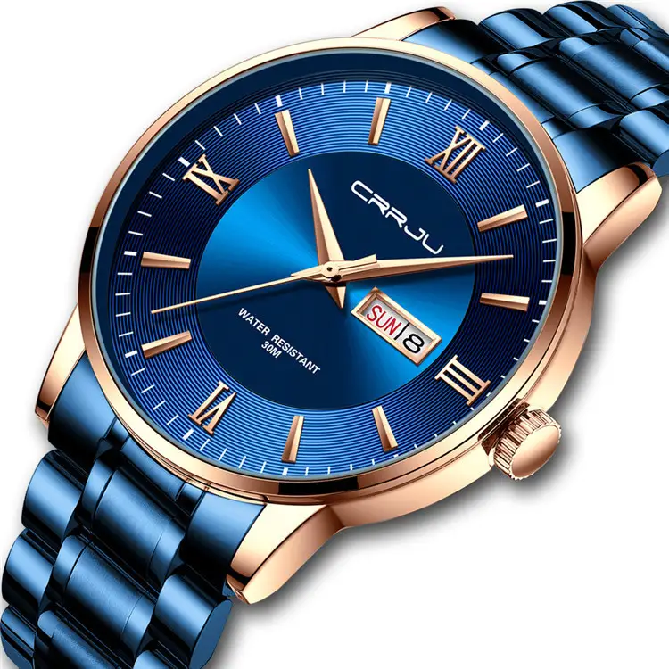 Men's Analog Quartz Business Watch with Date Display and Metal Band