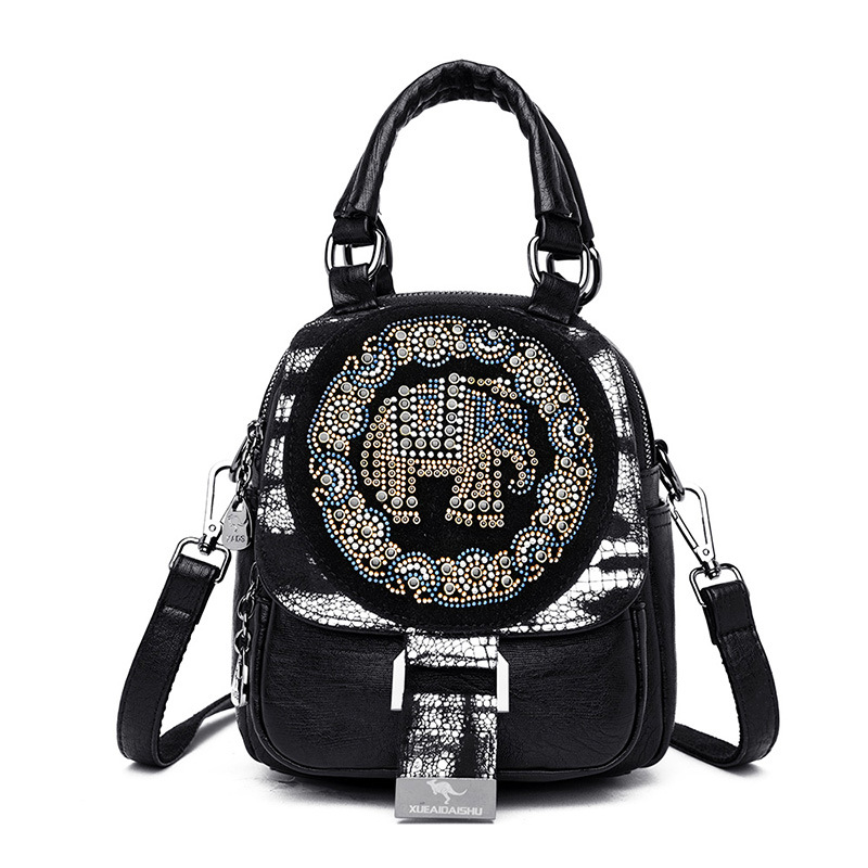 Embroidered PU Leather Youth Street Casual Schoolbag — image 1
