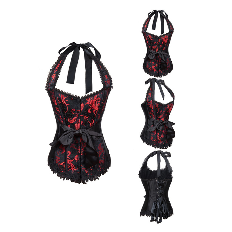 Title 2, Halter Jacquard Lace Bow Shaper Court Corset