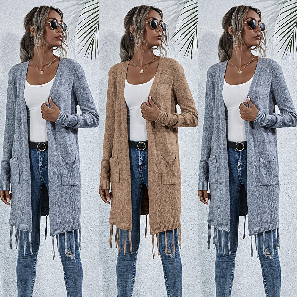 Long Sleeve Tassel Cardigan Sweater Coat