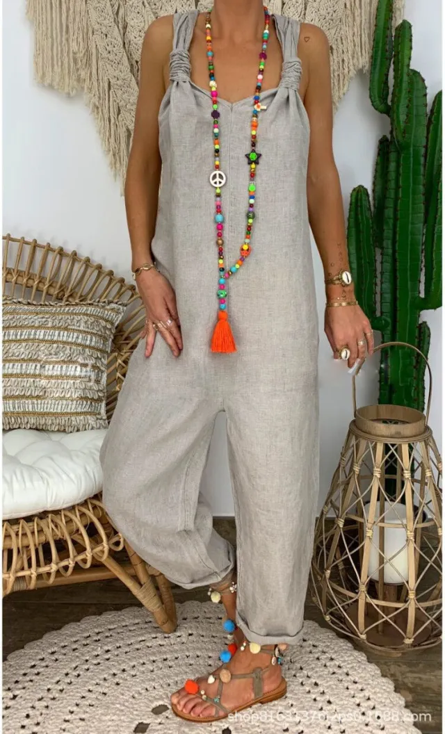 Hemp cotton jumpsuit Grey - Shop at LoveMi