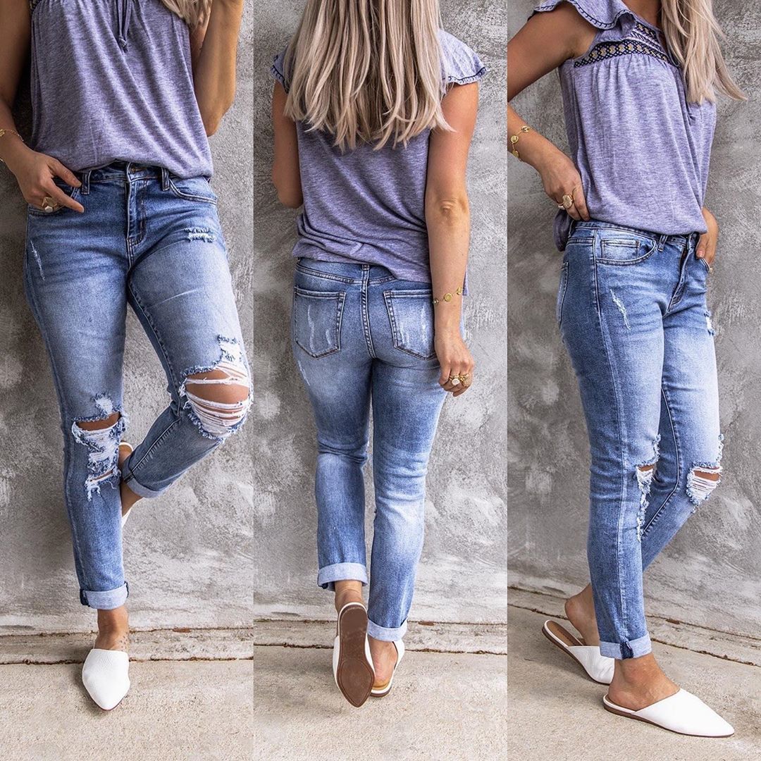 Title 2, Calças Jeans Ripped Retro Full-Jet Stretch Smal...