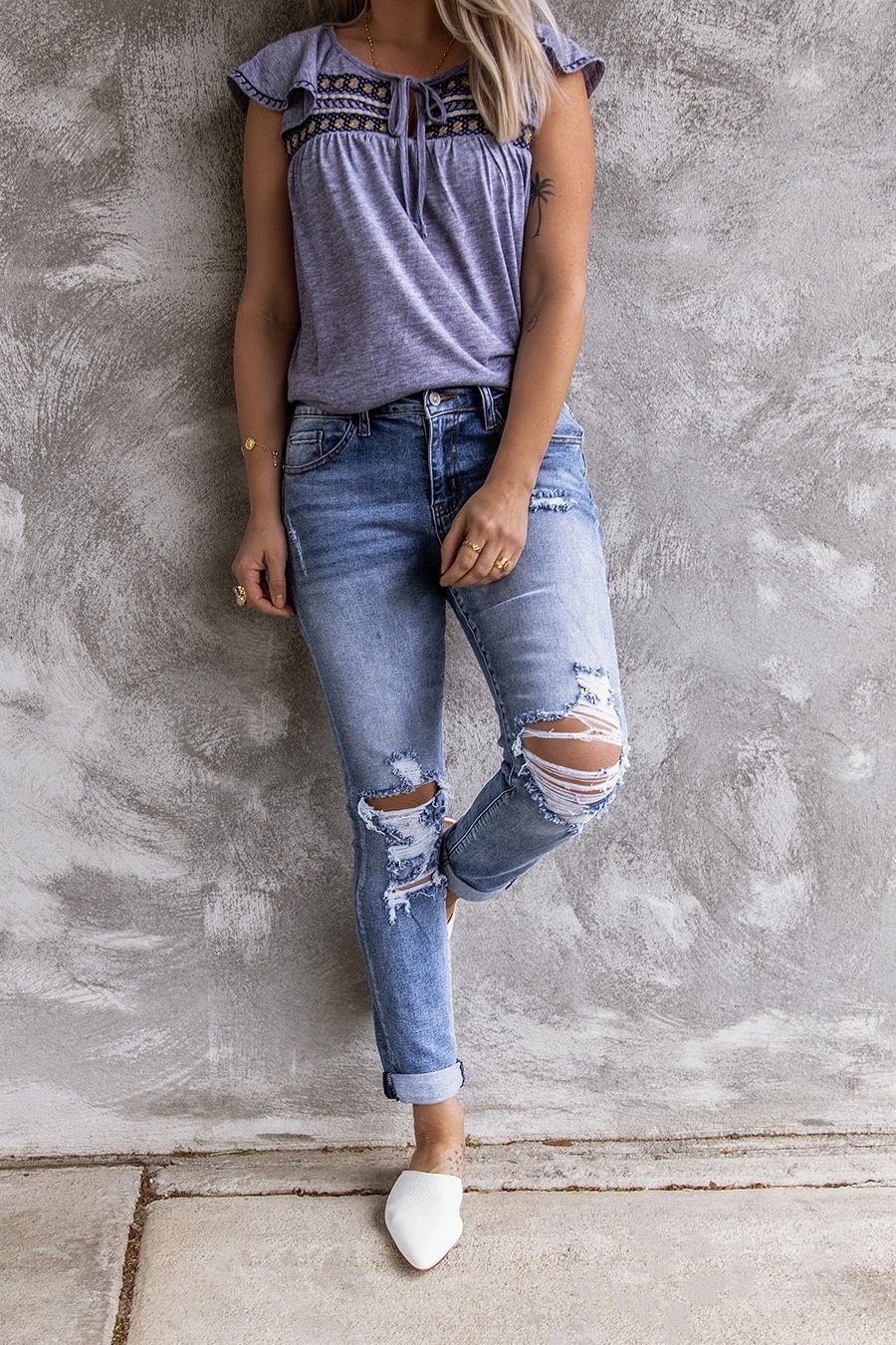 Title 5, Jean Ripped Retro Full-Jet Stretch Small Straig...