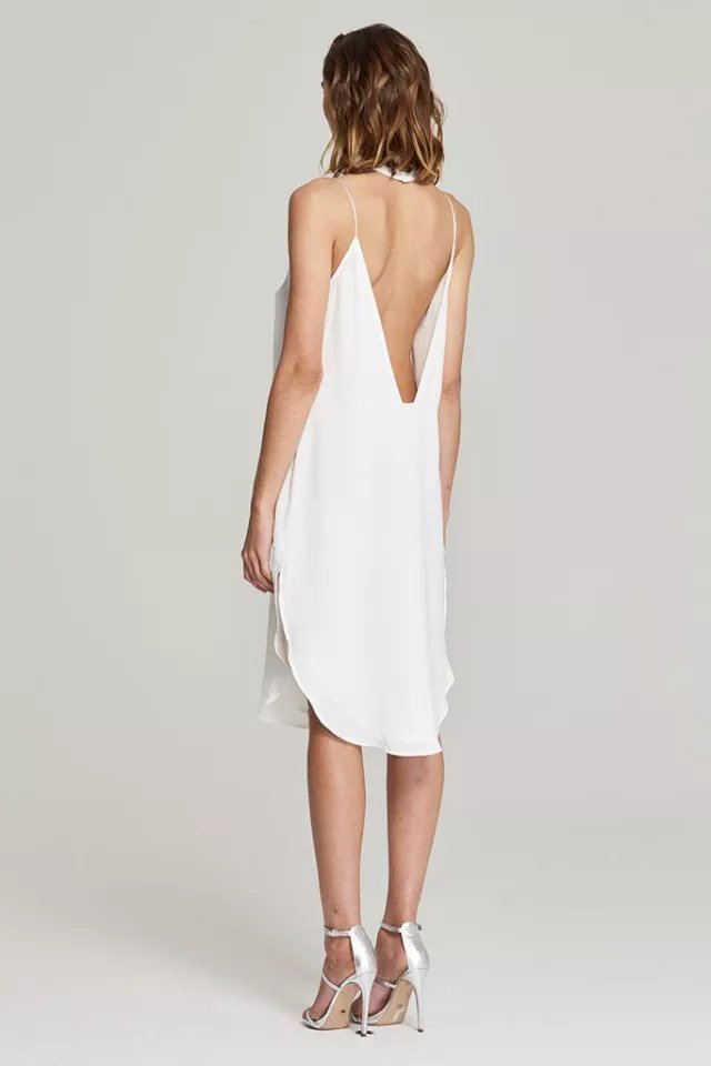 Low-Cut Chiffon Slit Suspender Dress