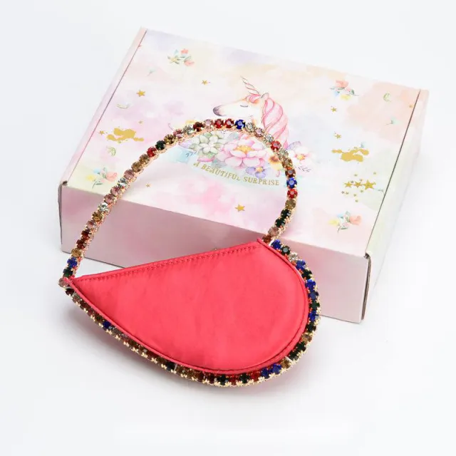 Diamond studded dinner bag with diamond heart shaped clutch Rose - Shop at LoveMi