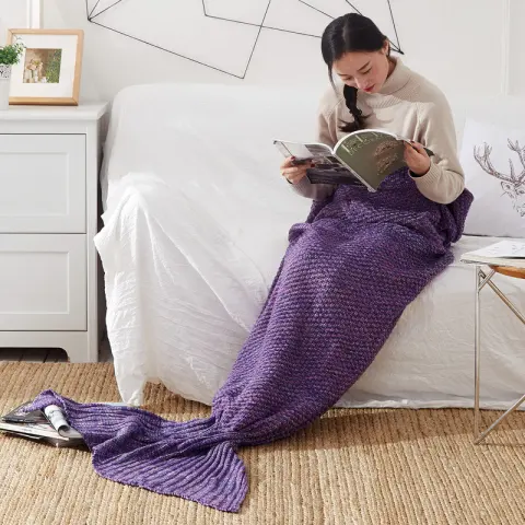 Mermaid Tail Blanket Knitted Crochet for Childern Super Soft