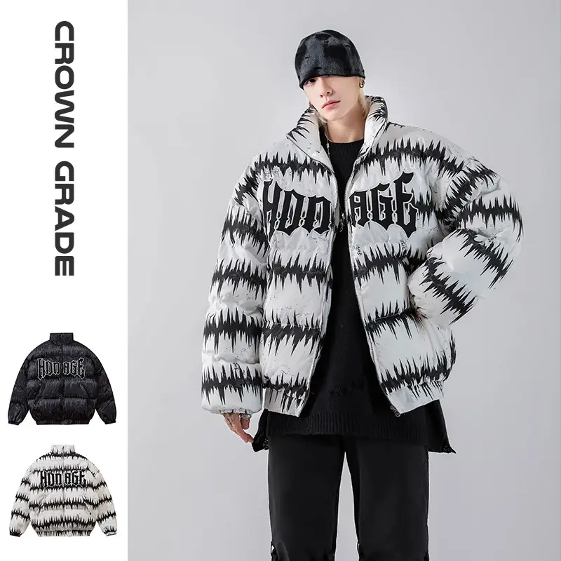 Stand-Up Collar Men's Bread Cotton Jacket Winter Thick Letter Couple Jacket