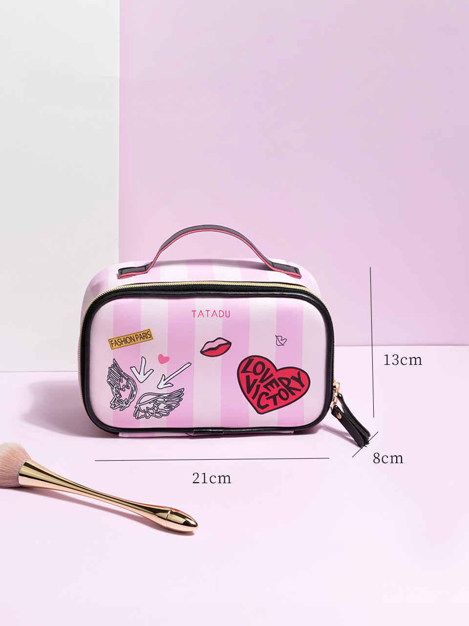 Title 1, Female Heart Cosmetic Bag Female Portable Stora...