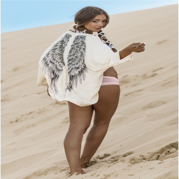 Eagle wings print coat cardigan bat sleeves